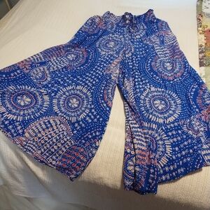 Umgee Bohemian Blue Wide-Leg Pants